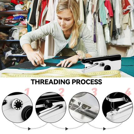 Portable Mini Handheld Cordless Sewing Machine Hand Held Thread Stitch Clothes - Image 8