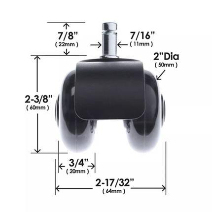 5pcs Rollerblade Office Desk Chair Wheels Replacement Rolling Caster Grip Ring