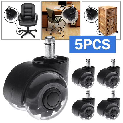 5pcs Rollerblade Office Desk Chair Wheels Replacement Rolling Caster Grip Ring