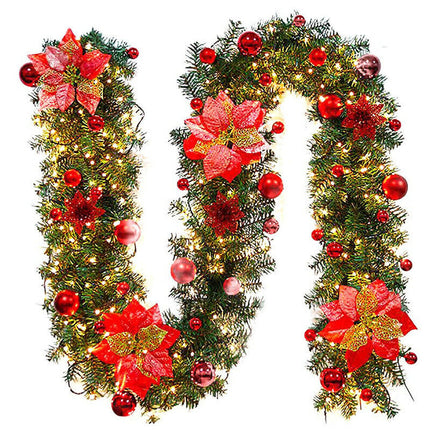 2.7m Christmas LED Garland String Fairy Lights 40cm Xmas Wreath Tree