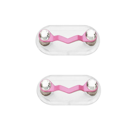 2Pcs Stainless Steel Eyeglass Holder Clip for Spectacles and Sunglasses-Pink Diamond