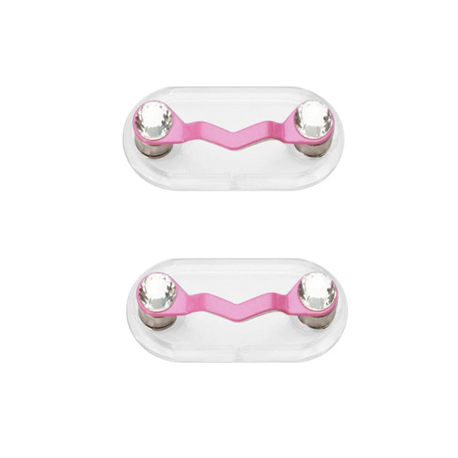 2Pcs Stainless Steel Eyeglass Holder Clip for Spectacles and Sunglasses-Pink Diamond