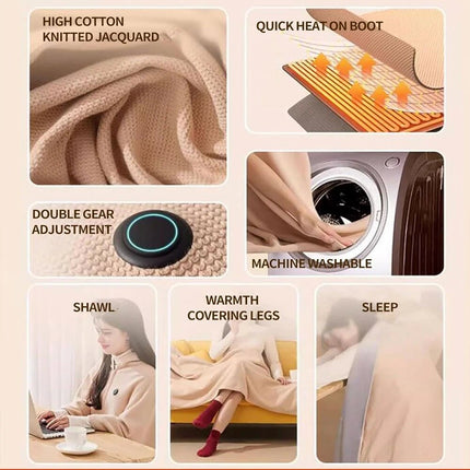 Electric Heated Throw Blanket USB Warm Poncho Wrap Blanket Portable heated Shawl