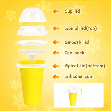 Yellow Slushie Maker Cup Quick Freeze Magic Squeeze Cup Milkshake Cup Ice Cream Maker