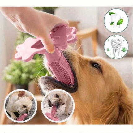 Pink L Size Pet Dog Chew Toy Teeth Cleaning Toothbrush