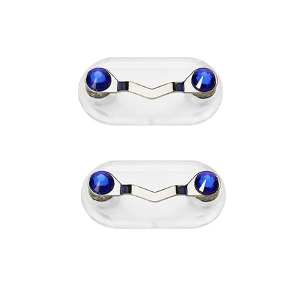 2Pcs Stainless Steel Eyeglass Holder Clip for Spectacles and Sunglasses-Dark Blue