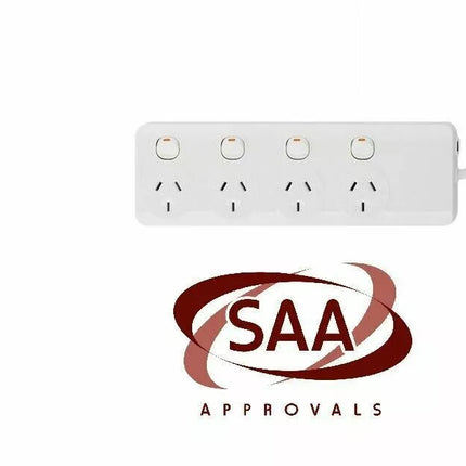 4 Way Outlet Surge Protector Individual Switches 1 Meter 240V Power Board SAA