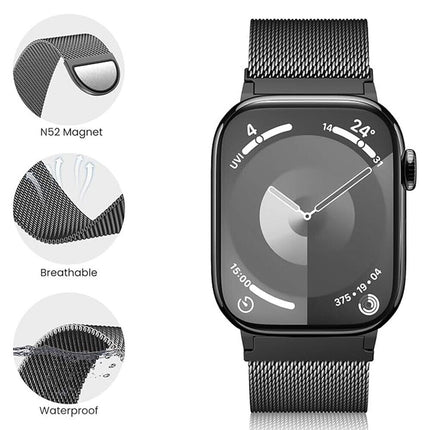 STEXX Apple Watch Band Series 7 SE 6 5 4 3 2 Magnetic Stainless Steel Silver