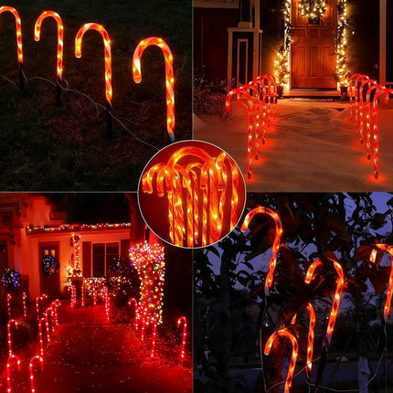 5Pcs Solar Candy Cane lights Outdoor Waterproof Garden Holiday Christmas Decor