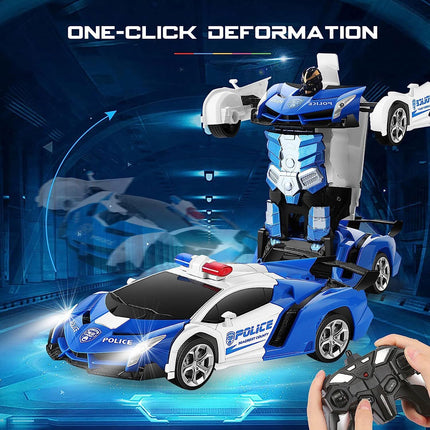 Transformer RC Robot Car 2 IN1 Remote Radio Control Xmas Gift Toys for Kids Blue/White