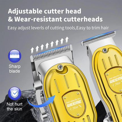 Battery Rechargeable Pro Hair Clipper Set Cordless Hair Trimmer With LED Display