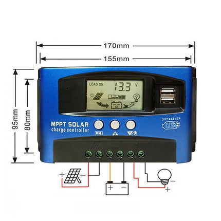 30A MPPT Solar Charge Controller LCD 12V/24V Lithium Battery Panel Regulator