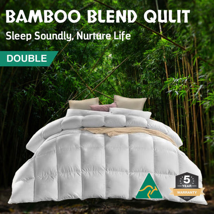 Double 200GSM Microfiber Bamboo Blend Lightweight Comfort Quilt Duvet Odor Free