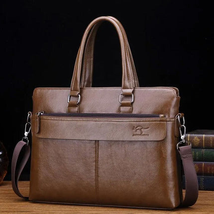 14'' Mens Leather Shoulder Bag Handbag Business Briefcase Crossbody Tote Men