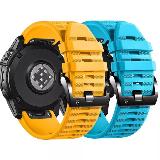 2Pack Replacement Sport Band Strap For Garmin Fenix 5 6 6x/7 7 Plus 7x Plus Sky Blue & Yellow
