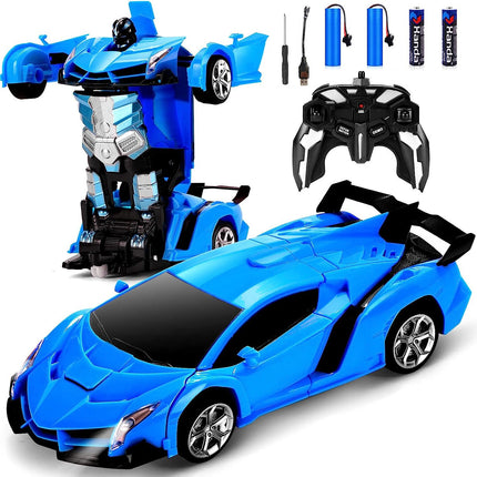 Blue 1:18 Transformer RC Robot Car Remote Control For Kids Boys Toys 360° Rotating