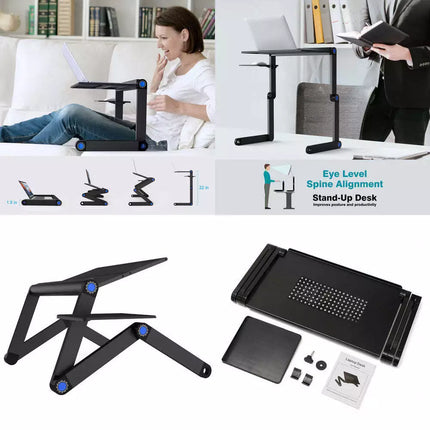 Portable Foldable Laptop Stand Desk Table Tray Adjustable Bedside w Mouse Pad