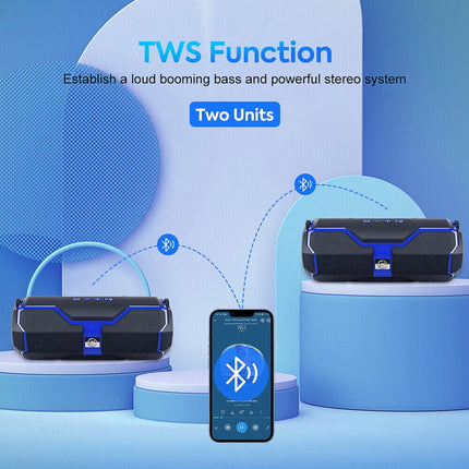 20W Bluetooth Speaker TWS Stereo Bass Subwoofer Speaker Support USB TF FM