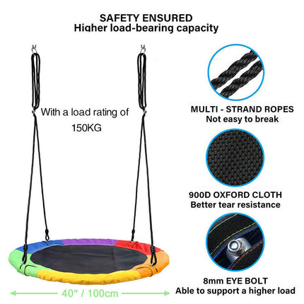 100cm max 150kg Spider Web Net Tree Swing Large Round Seat Kids Outdoor Yard Toy