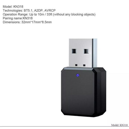 2in1 USB Bluetooth5.0 Transmitter Receiver Audio Adapter AUX 3.5mm TV PC Speaker