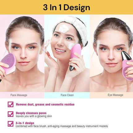 Electric Silicone Facial Cleansing Brush Face Washing Brush Cleaner Massager