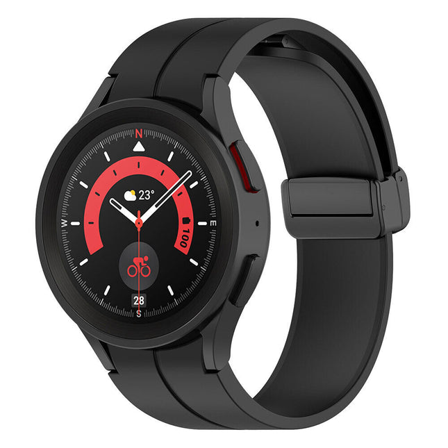 Black Samsung Galaxy Watch Band Strap Series 7 6 Classic 5 Pro 4 40mm 44mm Silicone 47