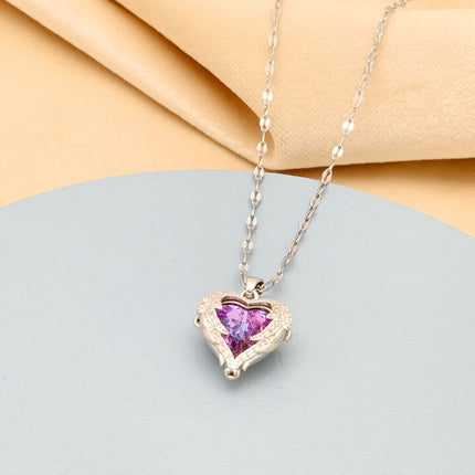 Women Necklace Chain Gold Diamond Love Jewelry Gift Romantic For Her Silver