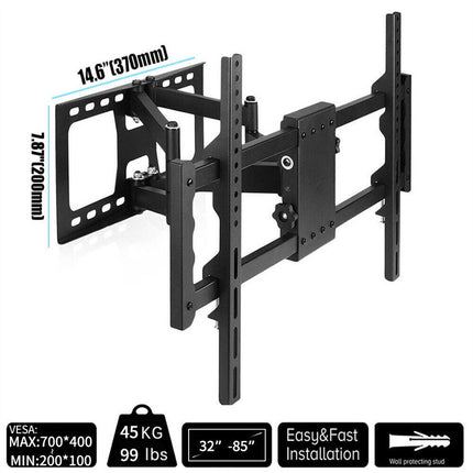 Heavy Duty Wall Mount Tilt Swivel Bracket Double Arms 32-85" LED/Plasma/LCD TVs