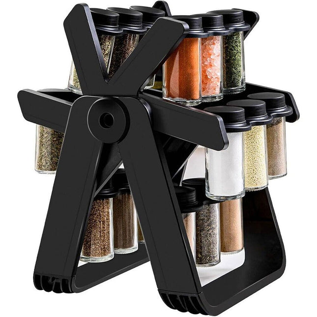 18pcs Jar Kitchen Countertop Holder Spice Rack Organizer Revolving Spice Rack Holder