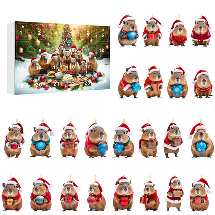 Advent Calendar 24 Days Christmas Countdown Blind Box Capybara Pendants