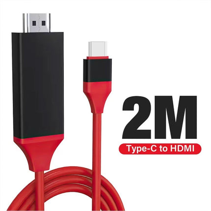 Red 2M 4K USB C to HDMI Cable Type Adapter For iPhone 16 MacBook iPad Android Tab