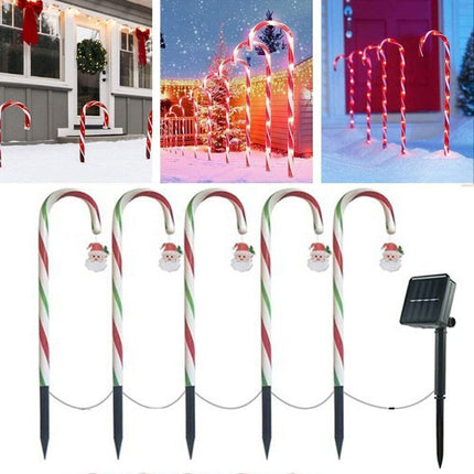 5x Solar Powered LED Christmas Sugar Candy Light Outdoor Garden Lamp Backyard