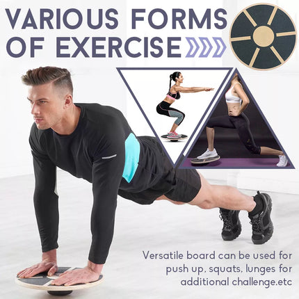 Wooden Balance Board Core Trainer Fitness Round Wobble Platform Yoga Pilate