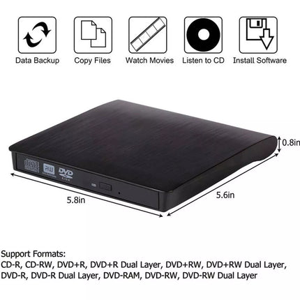 USB 3.0 External DVD CD VCD Writer Burner Reader Player Optical Drive for Laptop