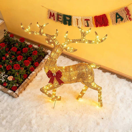6ft Christmas Decoration Reindeer LED Lights Light up Solar Iron Frame Door De