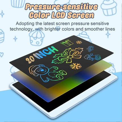 Blue 20" LCD Kids Writing Tablet Drawing Board Hand writing Pad Boys Girls Toy