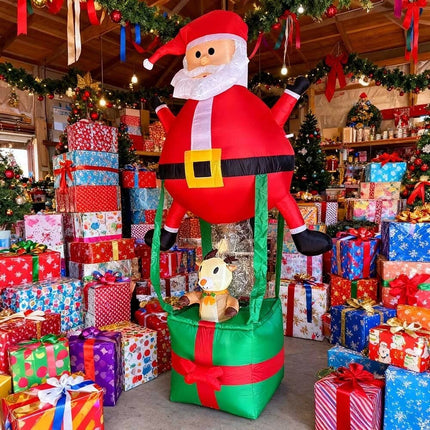 9ft Inflatable Christmas Santa Claus Hot Air Balloon Reindeer Xmas Decorations