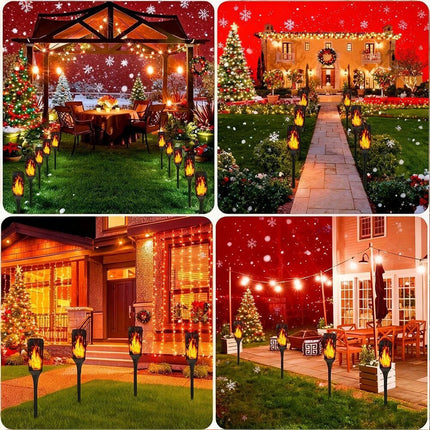 2 Packs Christmas Decoration Outdoor Solar Lights Torch Light Flickering Flame Pathway