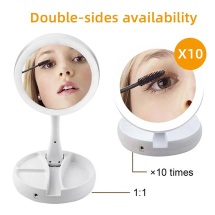 10X Magnifying Makeup Cosmetic Beauty Bathroom Mirror & LED Light 360° Rotation