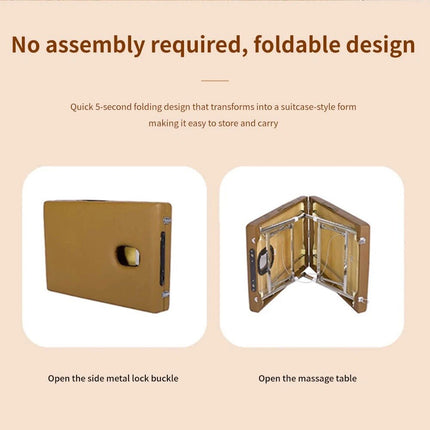 Champagne Beige Portable Folding Massage Table Bed Beauty Acupuncture Spa Chair Adjustable 180cm
