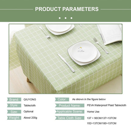Scandinavian Green Rectangle Table Cloth Water Stain Resistant PEVA Party Tablecloth Desk Cover Mat