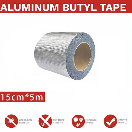 1 Rolls 150mm*5m Waterproof Tape Butyl Rubber Aluminium Foil Roof Pipe Caravan Repair Flashing