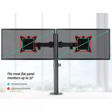 Monitor Arm Dual Desk Mount 32'' Displays Screen Bracket Computer Holder Stand