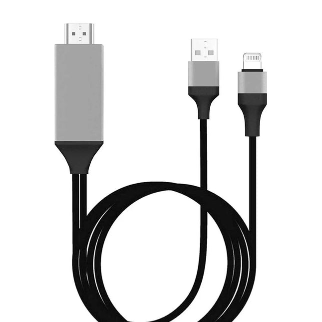 Black 2m MFi Certified 8-Pin to HDMI Cable Digital TV AV Adapter For iPhone 14 13 iPad