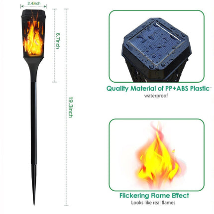 2 Packs Halloween Decoration Outdoor Solar Lights Torch Light Flickering Flame Pathway