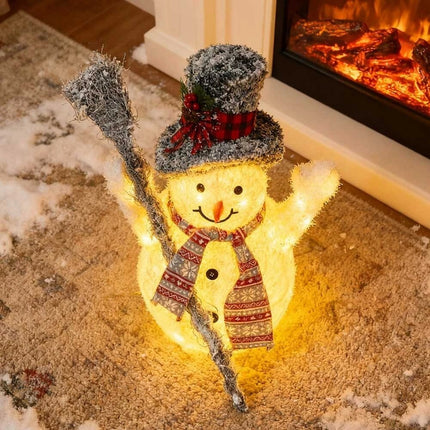 Solar powered Christmas Decoration Lights Snowman Metal Frame LED Light Iron 65cm