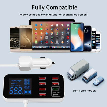 12V 24V 8 Port Multi USB C Car Charger Type-C PD QC3.0 Fast Charging Station