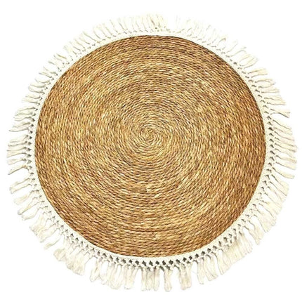 Round Jute and Cotton Rug and Hand braided Jute Carpet Floor Mat Brown