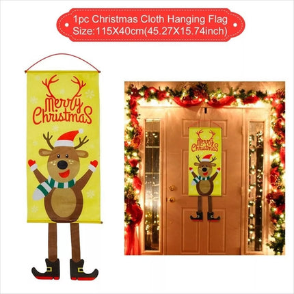 4 Mix Christmas Hanging Flag Decoration Door Wall Banner Painting Ornaments Party Xmas