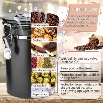 1.8L Coffee Canister Airtight Coffee Storage Jar Vacuum Storage Bean Container